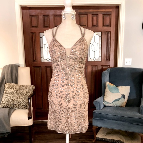 Sz 4 Dusty Rose Sherri Hill Cocktail - Picture 1 of 9